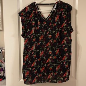 DR2, XL, short sleeve top, sheer, black